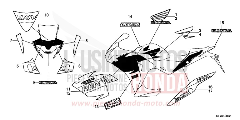 MARQUE/RAYURE (3) de CBR125R NITRIC ORANGE (YR271) de 2013