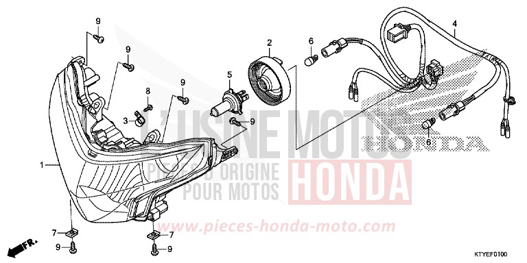 PROJECTEUR de CBR125R NITRIC ORANGE (YR271) 2015