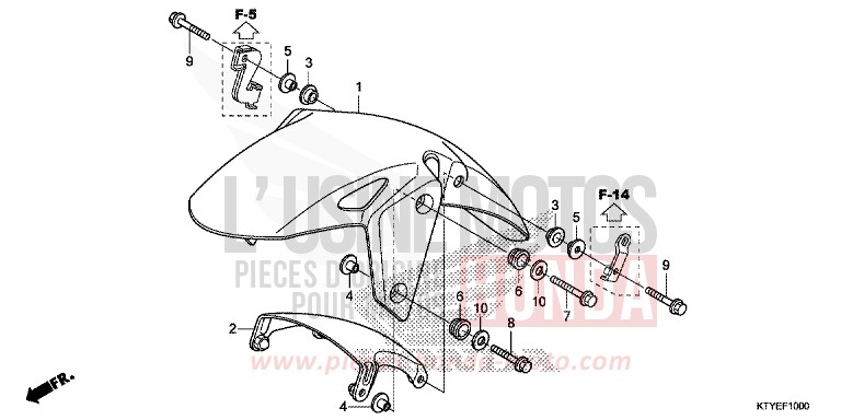 AILE AVANT de CBR125R NITRIC ORANGE (YR271) de 2015