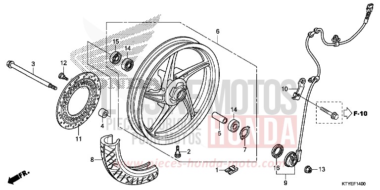ROUE AVANT de CBR125R NITRIC ORANGE (YR271) de 2015