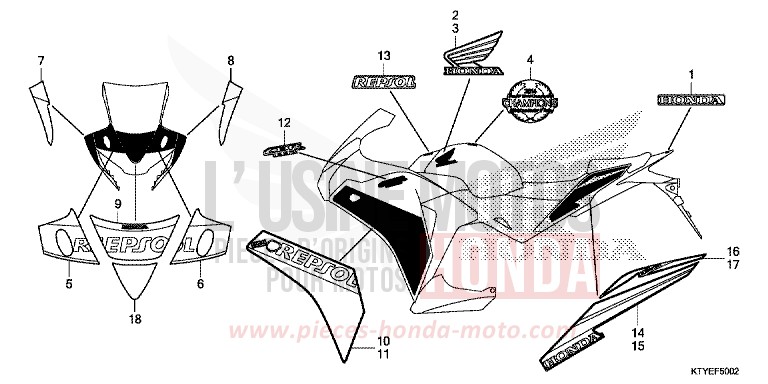 MARQUE/RAYURE (CBR125RSF) de CBR125R NITRIC ORANGE (YR271) de 2015