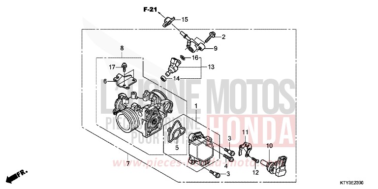 CORPS DE PAPILLON de CBR125R ROSS WHITE (NH196) de 2013