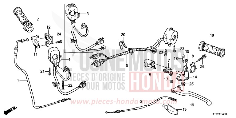 LEVIER DE GUIDON/COMMUTATEUR/CABLE de CBR125R ROSS WHITE (NH196) 2013
