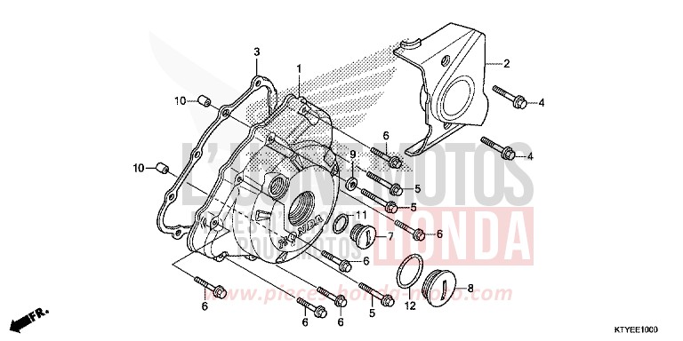 PANNEAU CARTER-MOTEUR G. de CBR125R ROSS WHITE (NH196) de 2015