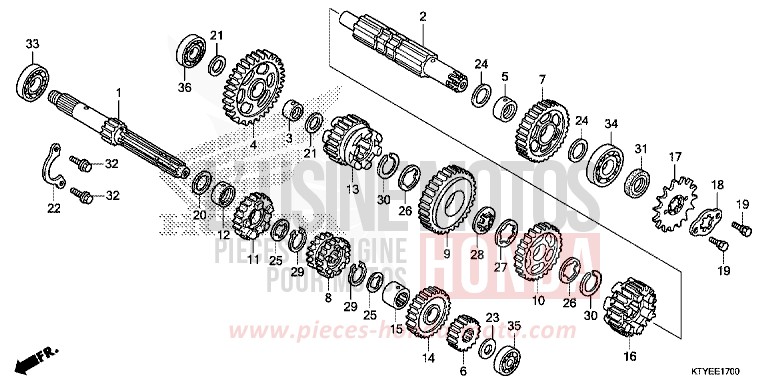 BOITE DE VITESSES de CBR125R ROSS WHITE (NH196) de 2015