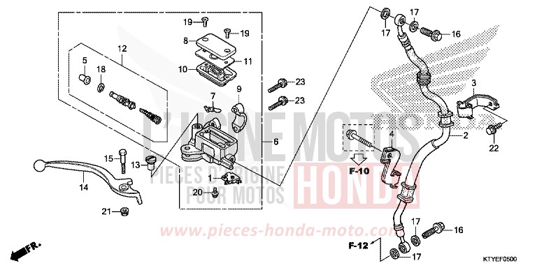 MAITRE-CYLINDRE DE FREIN AVANT CYLINDRE de CBR125R ROSS WHITE (NH196) de 2015