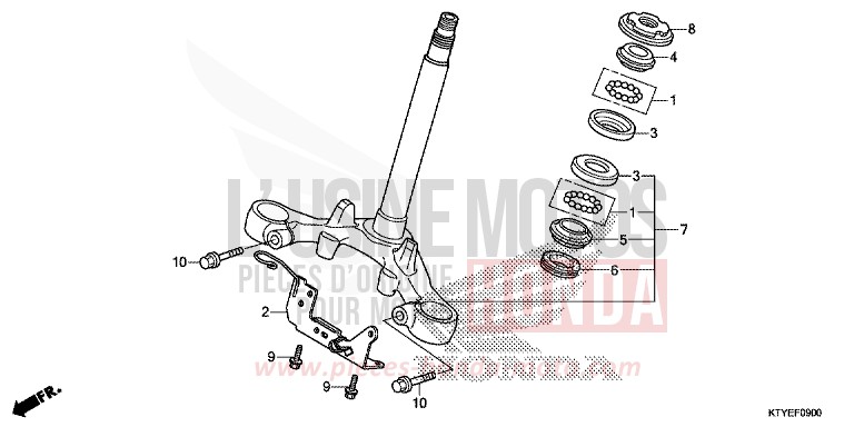 TIGE DE DIRECTION de CBR125R ROSS WHITE (NH196) de 2015