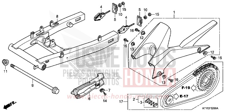 BRAS OSCILLANT de CBR125R ROSS WHITE (NH196) 2015