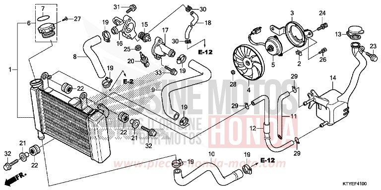 RADIATEUR de CBR125R ROSS WHITE (NH196) de 2015