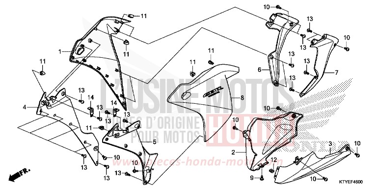 PANNEAU INFERIEUR de CBR125R ROSS WHITE (NH196) de 2015