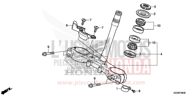 TIGE DE DIRECTION de CRF250L EXTREME RED (R292) de 2017