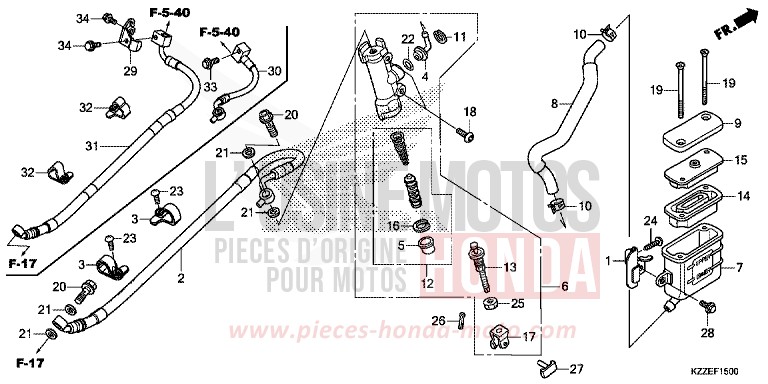 MAÎTRE-CYLINDRE DE FREIN ARRIÈRE de CRF250L EXTREME RED (R292) de 2017