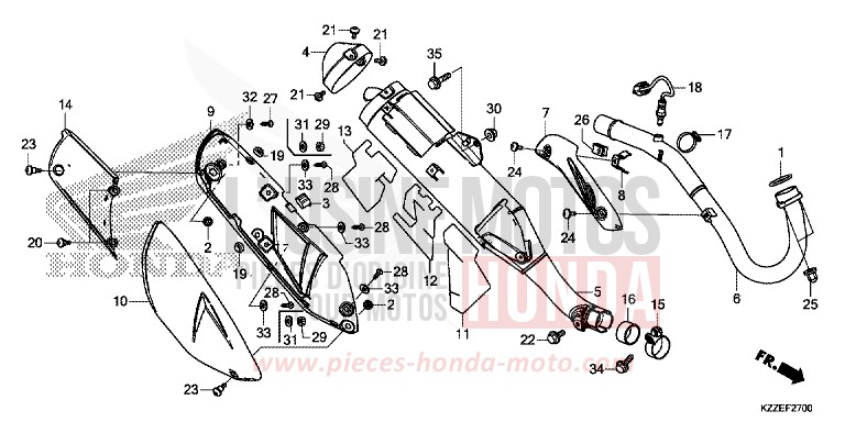 SILENCIEUX D'ECHAPPEMENT de CRF250L EXTREME RED (R292) de 2017