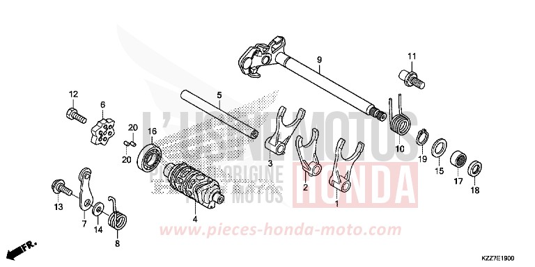 BARILLET DE SELECTION de CRF250L NOIR (NH1) de 2019