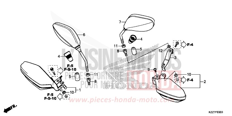 MIROIR/PROTEGE-DOIGTS de CRF250L NOIR (NH1) de 2019