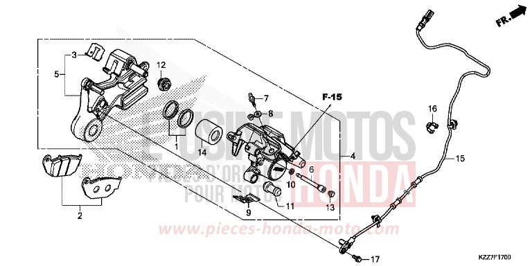 ETRIER DE FREIN ARRIERE de CRF250L NOIR (NH1) de 2019