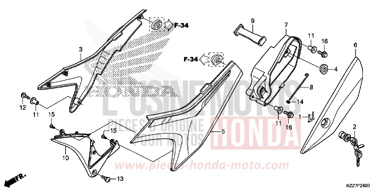 COUVERCLE LATERAL (CRF250L/LA) de CRF250L NOIR (NH1) 2019