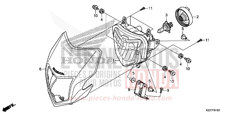 PROJECTEUR (CRF250L/LA) de CRF250L EXTREME RED (R292) de 2019