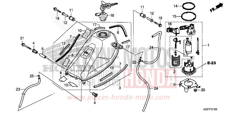 RESERVOIR A CARBURANT (CRF250L/LA) de CRF250L EXTREME RED (R292) de 2019