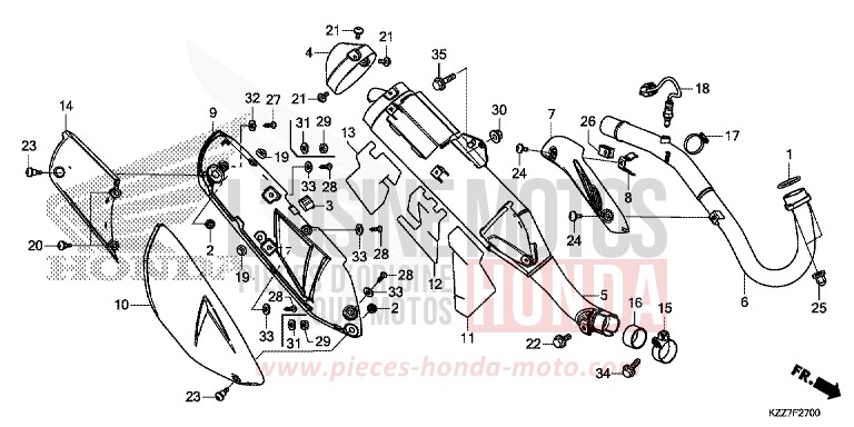 SILENCIEUX D'ECHAPPEMENT de CRF250L EXTREME RED (R292) de 2019