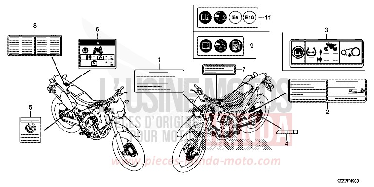 ETIQUETTE DE PRECAUTIONS (CRF250L/LA) de CRF250L EXTREME RED (R292) 2019