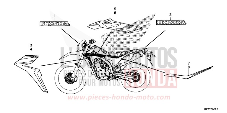 MARQUE/RAYURE (CRF250L/LA) de CRF250L EXTREME RED (R292) de 2019