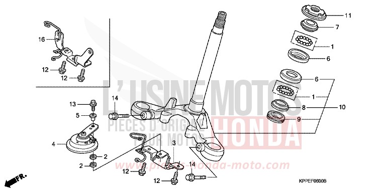 TIGE DE DIRECTION de CBR125R GRAPHITE BLACK (NHB01) de 2009