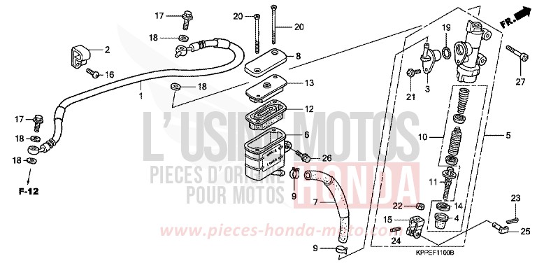 MAITRE-CYLINDRE FREIN AR. de CBR125R GRAPHITE BLACK (NHB01) de 2009