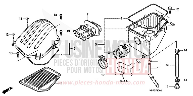 FILTRE A AIR (CBR125RW7/RW9/RWA) de CBR125R GRAPHITE BLACK (NHB01) 2009