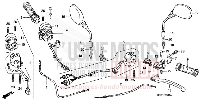 LEVIER DE GUIDON/COMMUTATEUR/CABLE (CBR125RW7/RW9/RWA) de CBR125R GRAPHITE BLACK (NHB01K) 2009