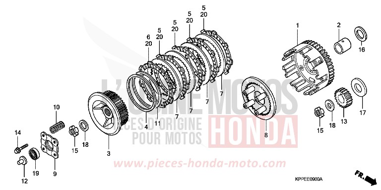 EMBRAYAGE de CBR125R ROSS WHITE (NH196H) de 2009
