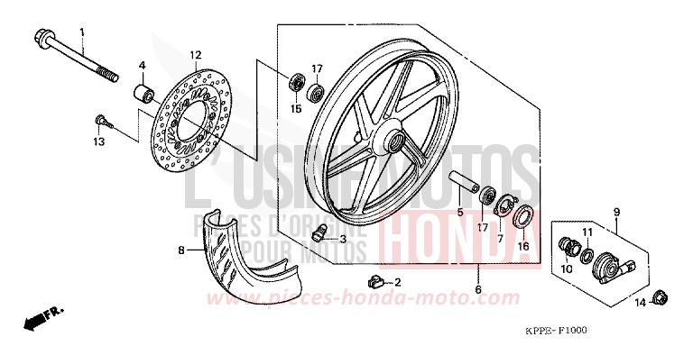 ROUE AVANT de CBR125R ROSS WHITE (NH196H) de 2009