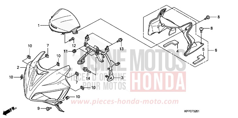 PANNEAU SUPERIEUR (CBR125RW7/RW9/RWA) de CBR125R GRAPHITE BLACK (NHB01) de 2010