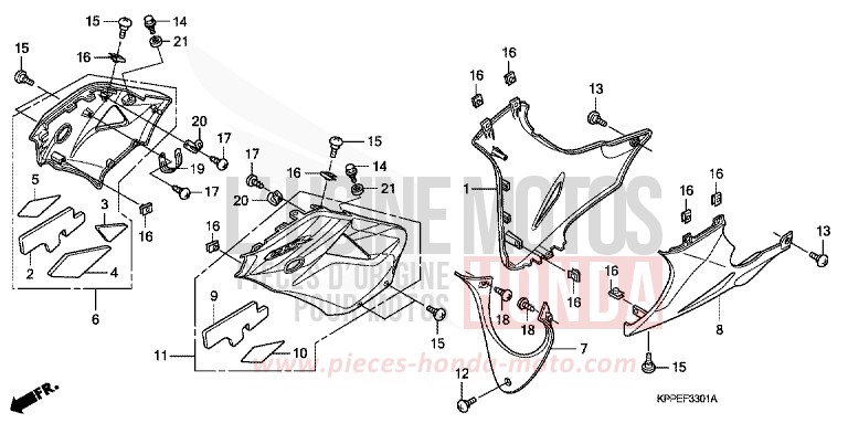 PANNEAU INFERIEUR (CBR125RW7/RW9/RWA) de CBR125R GRAPHITE BLACK (NHB01) de 2010