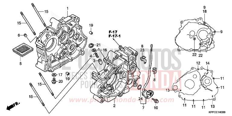 CARTER MOTEUR de CBR125R ROSS WHITE (NH196H) de 2010