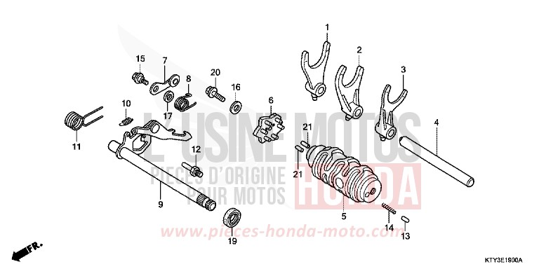 BARILLET DE SELECTION de CBR125R ASTEROID BLACK METALLIC (NHA35) de 2011