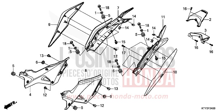 COUVERCLE LATERAL de CBR125R ASTEROID BLACK METALLIC (NHA35) 2011