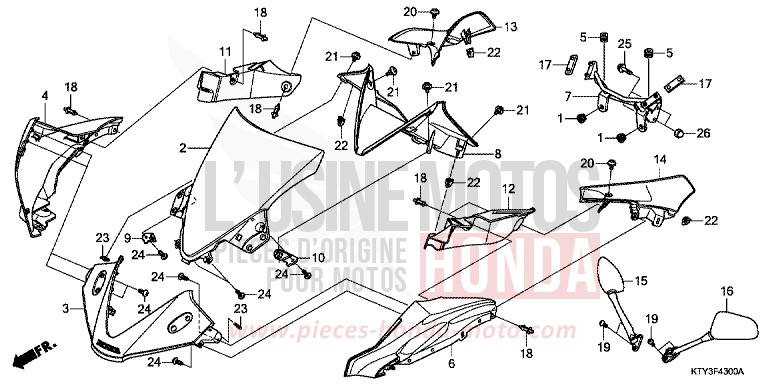 PANNEAU SUPERIEUR de CBR125R TERRA SILVER METALLIC (NH262) de 2011