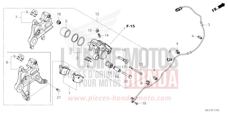 ETRIER DE FREIN ARRIERE de NT1100 GRAPHITE BLACK (NHB01) de 2022