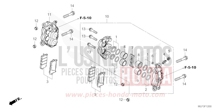 ETRIER DE FREIN AVANT de NT1100 PEARL GLARE WHITE (NHB53) de 2022