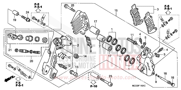 MACHOIRE DE FREIN AVANT G. de ST1300 DEGITAL SILVER METALLIC (NHA30) 2004