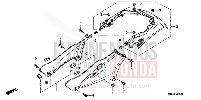 COUVERCLE LATERAL/CAPOT ARRIERE de ST1300 DEGITAL SILVER METALLIC (NHA30) 2006