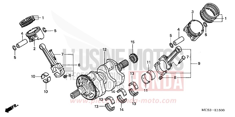 ARBRE VILEBREQUIN/PISTON de ST1300 SHASTA WHITE (NH138) de 2006