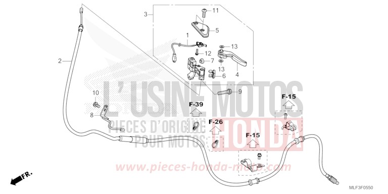 LEVIER DE STATIONNEMENT de NT1100 GRAPHITE BLACK (NHB01) de 2022