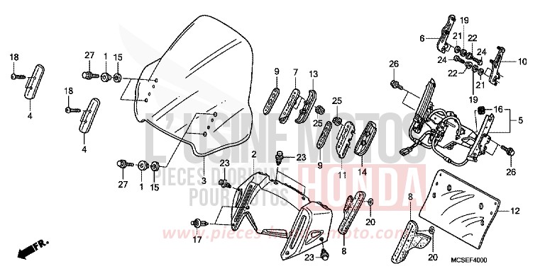 WIND SCREEN de ST1300 CANDY GLORY RED-U (R101) 2008