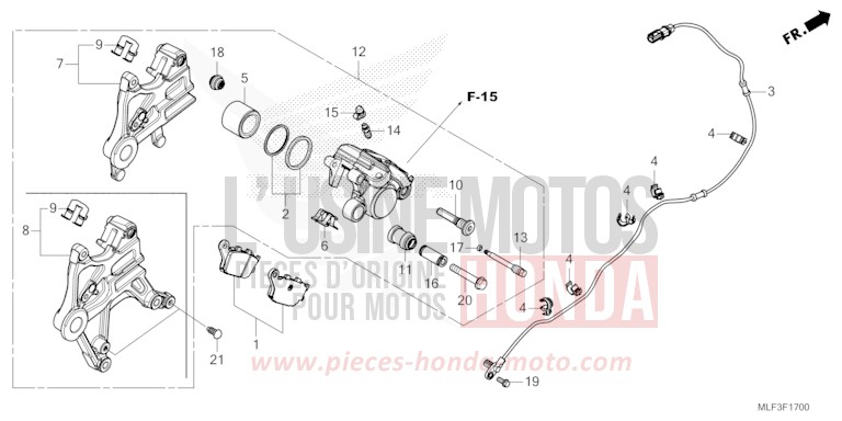 ETRIER DE FREIN ARRIERE de NT1100 GRAPHITE BLACK (NHB01) de 2022