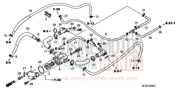 TUYAU D'EAU de ST1300 PEARL COSMIC BLACK (NHA64) de 2009