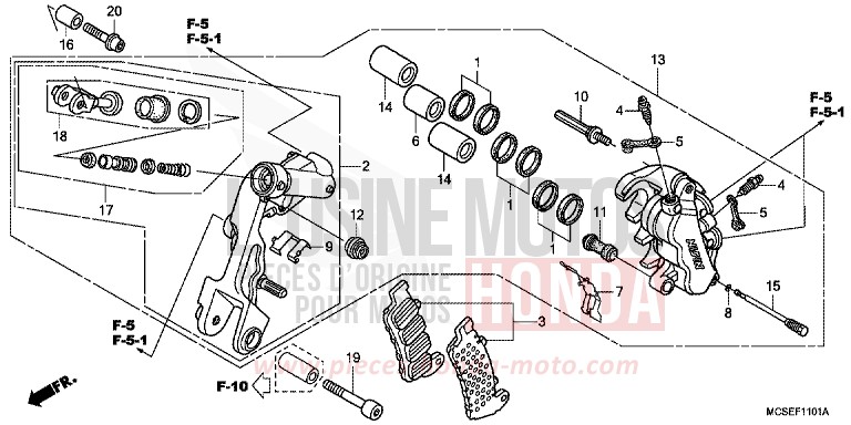 ETRIER DE FREIN AVANT GAUCHE de ST1300 PEARL COSMIC BLACK (NHA64) de 2009