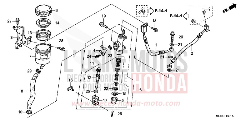 REAR BRAKE MASTER CYLINDER (ST1300A) de ST1300 PEARL COSMIC BLACK (NHA64) 2009