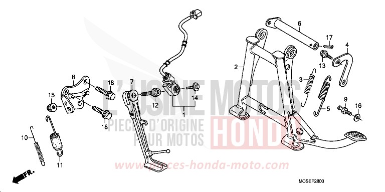 BEQUILLE de ST1300 PEARL COSMIC BLACK (NHA64) de 2009